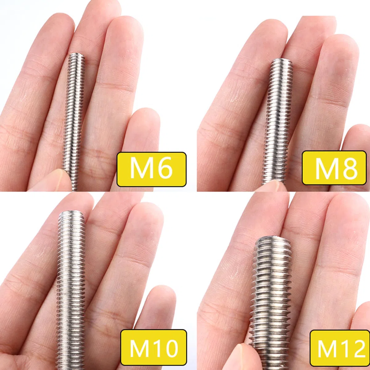 Pręty gwintowane o ruchu liniowym, pręty całkowicie gwintowane Stal nierdzewna 316 M3 16-300 mm(M3x60mm (10pcs))