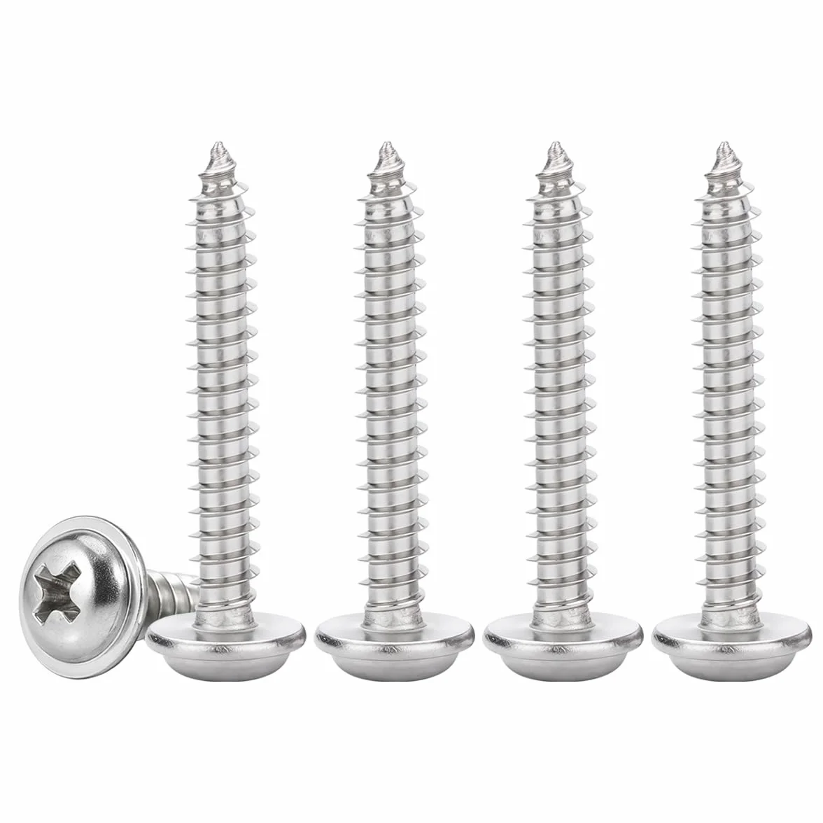 Drenky M3 x 30mm Wkręt samogwintujący z łbem płaskim Phillips z podkładką, wkręt stożkowy ze stali nierdzewnej 304, 50 szt.