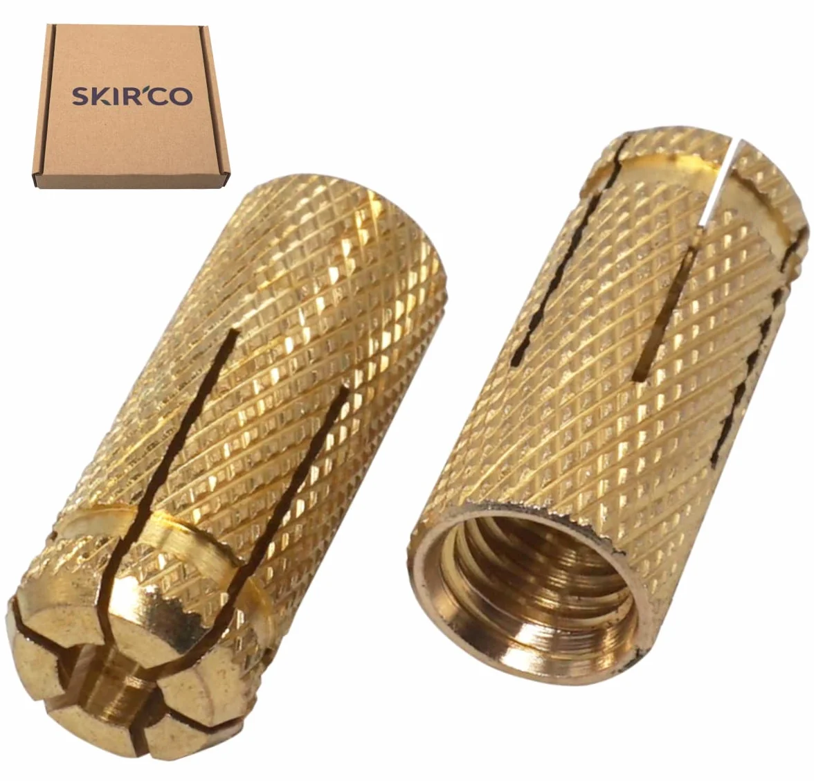 SKIR'CO (6 szt.) Mosiężne kotwy M12 x 38 mm, tuleja śrubowa, kołki rozporowe, kołki rozporowe, kotwa do betonu