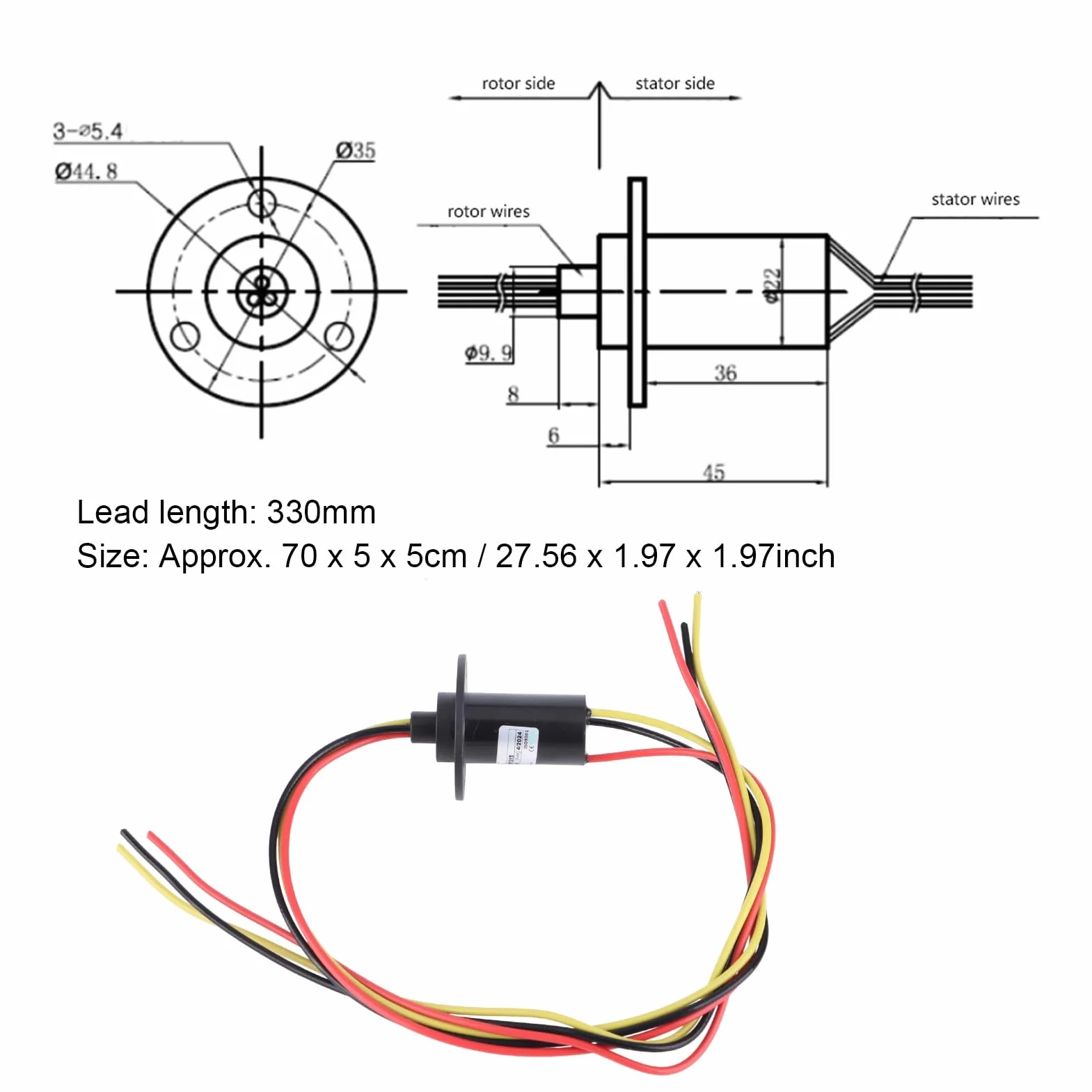 Pierścień ślizgowy 3 Przewody Wiatr 250 Obr./min 15A Mini pierścień ślizgowy 3 Przewody 0 600 V do Turbiny Wiatrowej Generator Prądu Wojskowy Mini Wielokanałowy