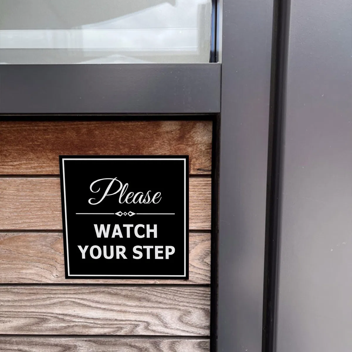 Signs ByLITA Square Classy 10 sztuk znaków bezpieczeństwa z łatwym montażem, czarny/srebrny