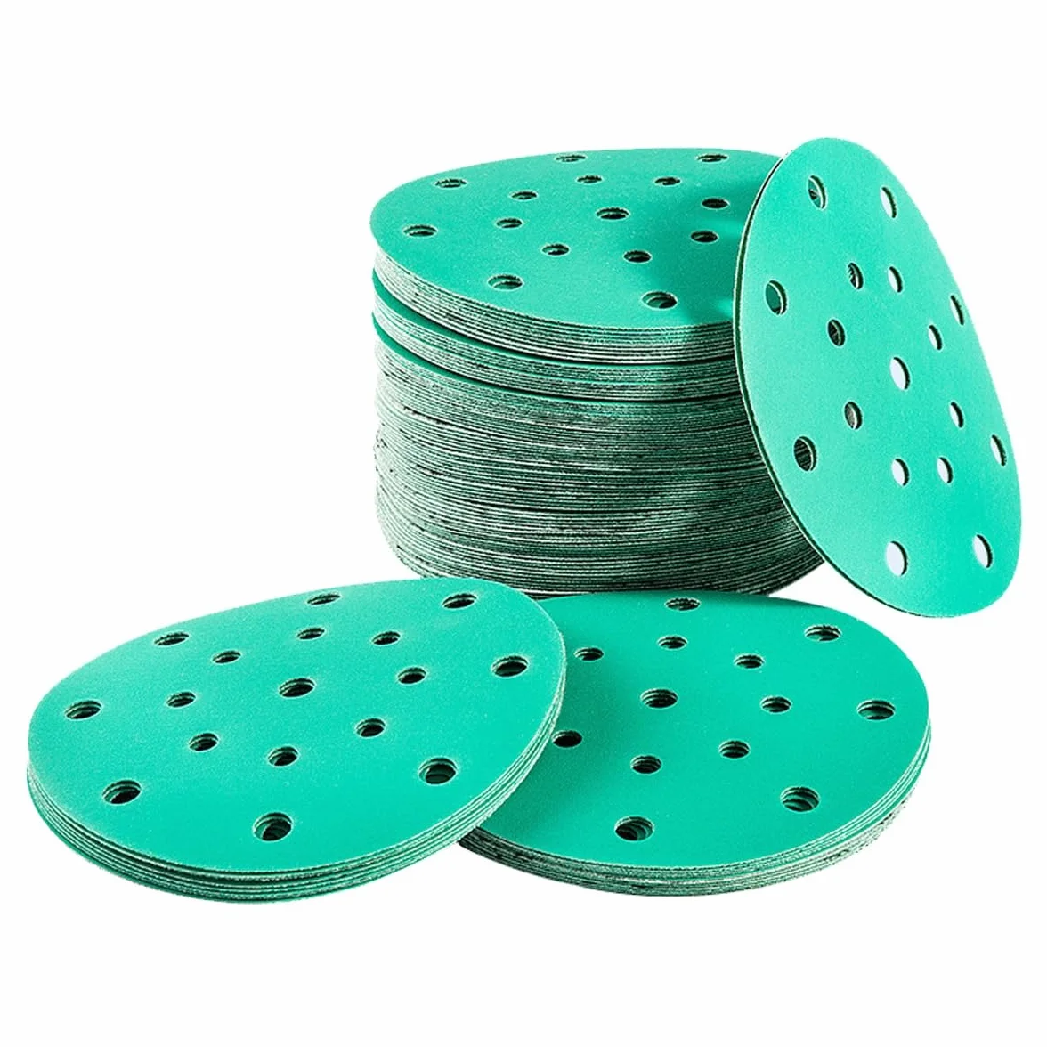 100 szt. Tarcze szlifierskie 150 mm - zestaw papierów ściernych z rzepem i pętelką z 17 otworami do szlifierek oscylacyjnych losowych, ziarnistość 60-2000(240grit)