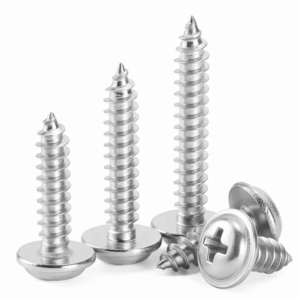 Drenky M3 x 30mm Wkręt samogwintujący z łbem płaskim Phillips z podkładką, wkręt stożkowy ze stali nierdzewnej 304, 50 szt.
